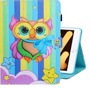 For iPad mini 5 / 4 / 3 / 2 / 1 Colored Drawing Horizontal Flip PU Leather Case with Holder & Card Slot & Sleep / Wake-up Function(Rainbow Owl)
