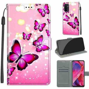 Voltage Coloured Drawing Magnetic Clasp Horizontal Flip PU Leather Case with Holder & Card Slots For OPPO A93 5G / A93s 5G / A54 5G / A74 5G(C03 Gradient Pink Flying Butterflies)