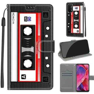 Voltage Coloured Drawing Magnetic Clasp Horizontal Flip PU Leather Case with Holder & Card Slots For OPPO A93 5G / A93s 5G / A54 5G / A74 5G(C10 Black Red Tape)