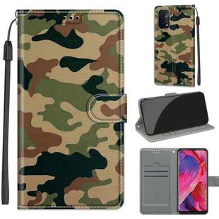 Voltage Coloured Drawing Magnetic Clasp Horizontal Flip PU Leather Case with Holder & Card Slots For OPPO A93 5G / A93s 5G / A54 5G / A74 5G(C12 Green Yellow Camouflage)