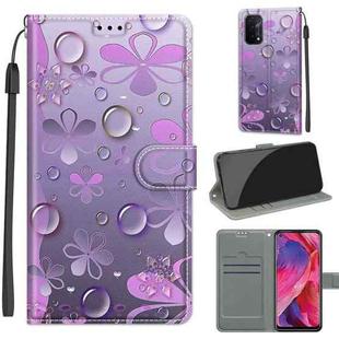 Voltage Coloured Drawing Magnetic Clasp Horizontal Flip PU Leather Case with Holder & Card Slots For OPPO A93 5G / A93s 5G / A54 5G / A74 5G(C16 Water Drop Six Petal Flower)