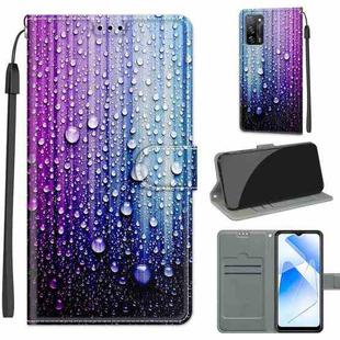 Voltage Coloured Drawing Magnetic Clasp Horizontal Flip PU Leather Case with Holder & Card Slots For OPPO A54 4G / A16 4G / A53s 5G / A55 5G(C05 Purple Blue Water Drops)