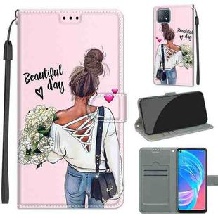 Voltage Coloured Drawing Magnetic Clasp Horizontal Flip PU Leather Case with Holder & Card Slots For OPPO A72 5G / A73 5G / A53 5G(C09 Hug Flower)