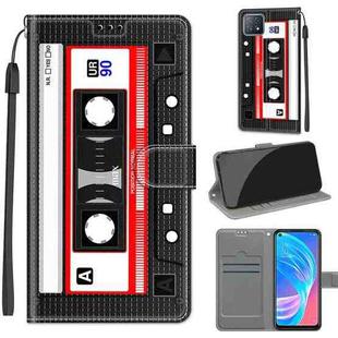 Voltage Coloured Drawing Magnetic Clasp Horizontal Flip PU Leather Case with Holder & Card Slots For OPPO A72 5G / A73 5G / A53 5G(C10 Black Red Tape)