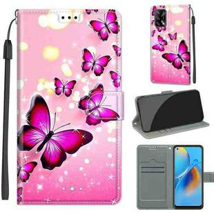 Voltage Coloured Drawing Magnetic Clasp Horizontal Flip PU Leather Case with Holder & Card Slots For OPPO F19 / A74 4G(C03 Gradient Pink Flying Butterflies)