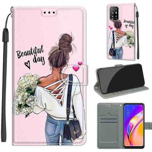 Voltage Coloured Drawing Magnetic Clasp Horizontal Flip PU Leather Case with Holder & Card Slots For OPPO A94 5G / A95 5G / F19 Pro+ 5G(C09 Hug Flower)