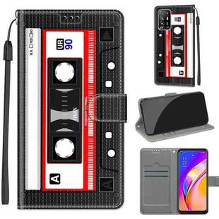 Voltage Coloured Drawing Magnetic Clasp Horizontal Flip PU Leather Case with Holder & Card Slots For OPPO A94 5G / A95 5G / F19 Pro+ 5G(C10 Black Red Tape)