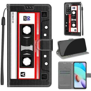 Voltage Coloured Drawing Magnetic Clasp Horizontal Flip PU Leather Case with Holder & Card Slots For Xiaomi Redmi 10(C10 Black Red Tape)