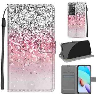 Voltage Coloured Drawing Magnetic Clasp Horizontal Flip PU Leather Case with Holder & Card Slots For Xiaomi Redmi 10(C13 Silver Pink Glitter)