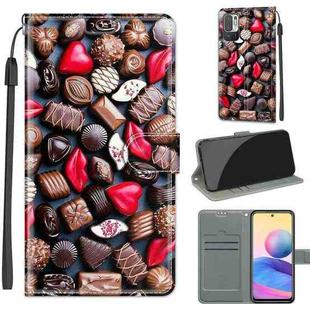 Voltage Coloured Drawing Magnetic Clasp Horizontal Flip PU Leather Case with Holder & Card Slots For Xiaomi Redmi Note 10 5G(C06 Red Lip Chocolate)