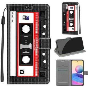 Voltage Coloured Drawing Magnetic Clasp Horizontal Flip PU Leather Case with Holder & Card Slots For Xiaomi Redmi Note 10 5G(C10 Black Red Tape)