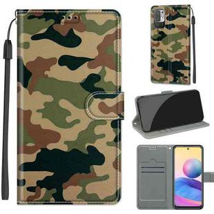 Voltage Coloured Drawing Magnetic Clasp Horizontal Flip PU Leather Case with Holder & Card Slots For Xiaomi Redmi Note 10 5G(C12 Green Yellow Camouflage)