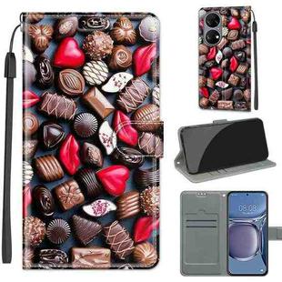 Voltage Coloured Drawing Magnetic Clasp Horizontal Flip PU Leather Case with Holder & Card Slots For Huawei P50(C06 Red Lip Chocolate)