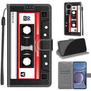 Voltage Coloured Drawing Magnetic Clasp Horizontal Flip PU Leather Case with Holder & Card Slots For Huawei P50(C10 Black Red Tape)
