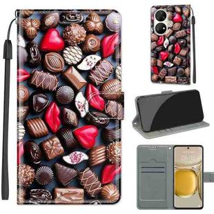 Voltage Coloured Drawing Magnetic Clasp Horizontal Flip PU Leather Case with Holder & Card Slots For Huawei P50 Pro(C06 Red Lip Chocolate)