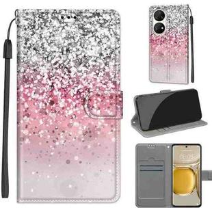 Voltage Coloured Drawing Magnetic Clasp Horizontal Flip PU Leather Case with Holder & Card Slots For Huawei P50 Pro(C13 Silver Pink Glitter)