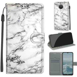 Voltage Coloured Drawing Magnetic Clasp Horizontal Flip PU Leather Case with Holder & Card Slots For Nokia G20 / G10 / 6.3(C01 White Marble)