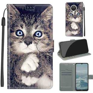 Voltage Coloured Drawing Magnetic Clasp Horizontal Flip PU Leather Case with Holder & Card Slots For Nokia G20 / G10 / 6.3(C02 Fork Hand White Claw Cat)