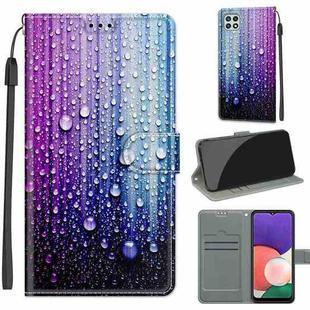 Voltage Coloured Drawing Magnetic Clasp Horizontal Flip PU Leather Case with Holder & Card Slots For Samsung Galaxy A22 5G(C05 Purple Blue Water Drops)