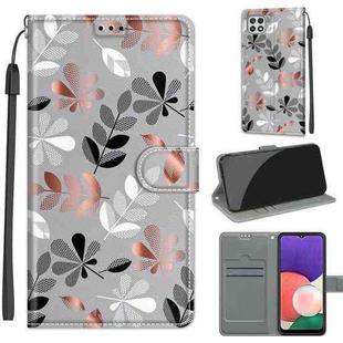 Voltage Coloured Drawing Magnetic Clasp Horizontal Flip PU Leather Case with Holder & Card Slots For Samsung Galaxy A22 5G(C19 Material Flower)