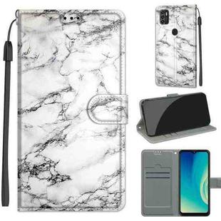 Voltage Coloured Drawing Magnetic Clasp Horizontal Flip PU Leather Case with Holder & Card Slots For ZTE Blade A7s 2020(C01 White Marble)