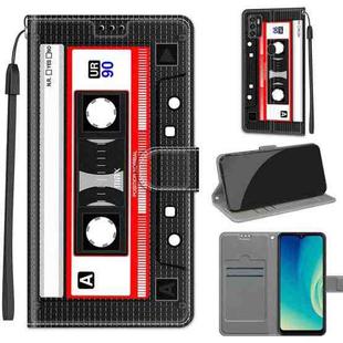 Voltage Coloured Drawing Magnetic Clasp Horizontal Flip PU Leather Case with Holder & Card Slots For ZTE Blade A7s 2020(C10 Black Red Tape)