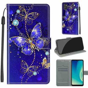 Voltage Coloured Drawing Magnetic Clasp Horizontal Flip PU Leather Case with Holder & Card Slots For ZTE Blade A7s 2020(C11 Blue Golden Chain Butterflies)