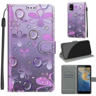 Voltage Coloured Drawing Magnetic Clasp Horizontal Flip PU Leather Case with Holder & Card Slots For ZTE Blade A31(C16 Water Drop Six Petal Flower)