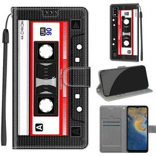 Voltage Coloured Drawing Magnetic Clasp Horizontal Flip PU Leather Case with Holder & Card Slots For ZTE Blade A51(C10 Black Red Tape)