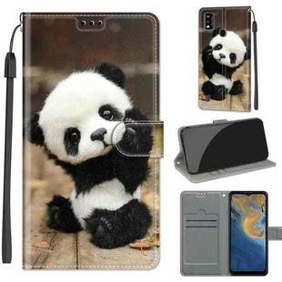 Voltage Coloured Drawing Magnetic Clasp Horizontal Flip PU Leather Case with Holder & Card Slots For ZTE Blade A51(C18 Wood Board Panda)