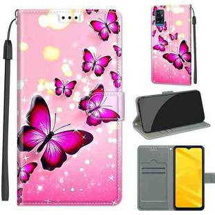 Voltage Coloured Drawing Magnetic Clasp Horizontal Flip PU Leather Case with Holder & Card Slots For ZTE Blade A71(C03 Gradient Pink Flying Butterflies)