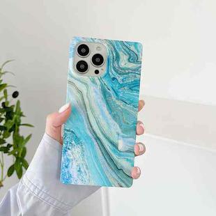 Marble Pattern Soft TPU Straight-Edge Protective Case For iPhone 13(Shining Green)