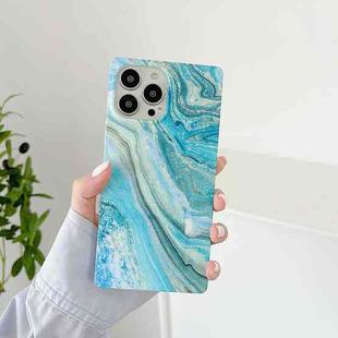 Marble Pattern Soft TPU Straight-Edge Protective Case For iPhone 13 Pro(Shining Green)