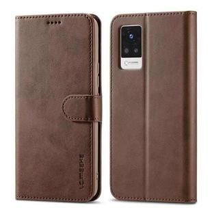 LC.IMEEKE Calf Texture Horizontal Flip Leather Case with Holder & Card Slots & Wallet For vivo V21(Brown)