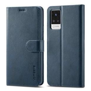 LC.IMEEKE Calf Texture Horizontal Flip Leather Case with Holder & Card Slots & Wallet For vivo V21(Blue)