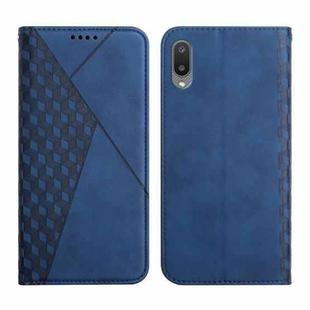 For Samsung Galaxy A02 / M02 Diamond Pattern Splicing Skin Feel Magnetic Horizontal Flip Leather Case with Card Slots & Holder & Wallet(Blue)