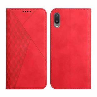 For Samsung Galaxy A02 / M02 Diamond Pattern Splicing Skin Feel Magnetic Horizontal Flip Leather Case with Card Slots & Holder & Wallet(Red)