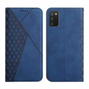 For Samsung Galaxy A02s US Version Diamond Pattern Splicing Skin Feel Magnetic Horizontal Flip Leather Case with Card Slots & Holder & Wallet(Blue)