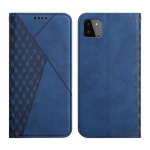 For Samsung Galaxy A22 5G Diamond Pattern Splicing Skin Feel Magnetic Horizontal Flip Leather Case with Card Slots & Holder & Wallet(Blue)