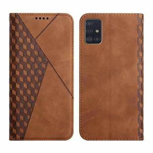 For Samsung Galaxy A51 5G Diamond Pattern Splicing Skin Feel Magnetic Horizontal Flip Leather Case with Card Slots & Holder & Wallet(Brown)