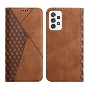 For Samsung Galaxy A52 5G / 4G Diamond Pattern Splicing Skin Feel Magnetic Horizontal Flip Leather Case with Card Slots & Holder & Wallet(Brown)