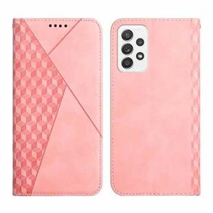 For Samsung Galaxy A52 5G / 4G Diamond Pattern Splicing Skin Feel Magnetic Horizontal Flip Leather Case with Card Slots & Holder & Wallet(Rose Gold)