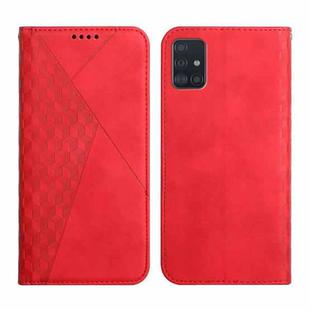 For Samsung Galaxy A71 Diamond Pattern Splicing Skin Feel Magnetic Horizontal Flip Leather Case with Card Slots & Holder & Wallet(Red)