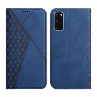 For Samsung Galaxy S20 Diamond Pattern Splicing Skin Feel Magnetic Horizontal Flip Leather Case with Card Slots & Holder & Wallet(Blue)
