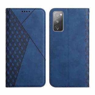 For Samsung Galaxy S20 FE Diamond Pattern Splicing Skin Feel Magnetic Horizontal Flip Leather Case with Card Slots & Holder & Wallet(Blue)