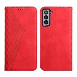 For Samsung Galaxy S21+ 5G Diamond Pattern Splicing Skin Feel Magnetic Horizontal Flip Leather Case with Card Slots & Holder & Wallet(Red)
