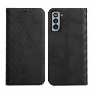 For Samsung Galaxy S21+ 5G Diamond Pattern Splicing Skin Feel Magnetic Horizontal Flip Leather Case with Card Slots & Holder & Wallet(Black)