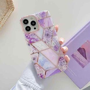 Dual-side Laminating Electroplating Stitching Flower TPU Protective Case For iPhone 13(Purple)