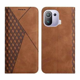 For Xiaomi Mi 11 Pro Diamond Pattern Splicing Skin Feel Magnetic Horizontal Flip Leather Case with Card Slots & Holder & Wallet(Brown)
