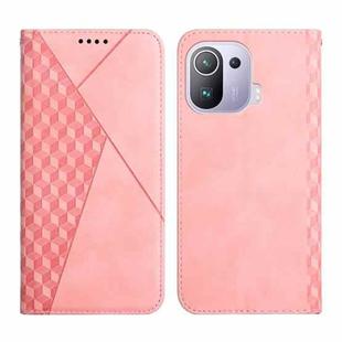For Xiaomi Mi 11 Pro Diamond Pattern Splicing Skin Feel Magnetic Horizontal Flip Leather Case with Card Slots & Holder & Wallet(Rose Gold)